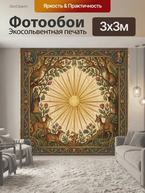 Фотообои Солнечная аллегория с лесными животными