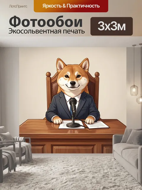 Фотообои Шиба-ину в деловом костюме