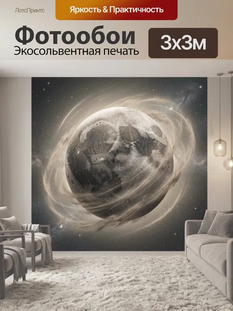 Фотообои Луна в светящемся космическом ореоле