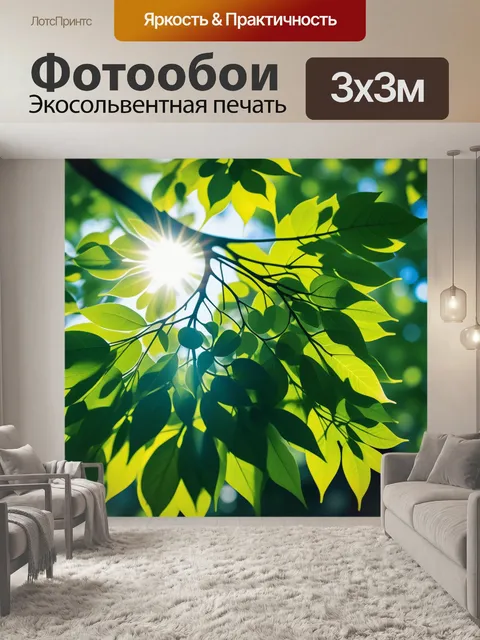 Фотообои солнце сквозь листву деревьев