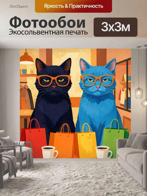 Фотообои Два стильных кота в очках