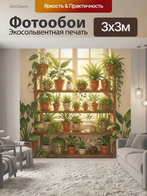 Фотообои Уютный уголок с домашними растениями