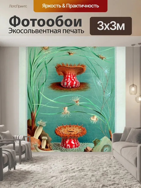 Фотообои Анемон коралловые винтажные искусства