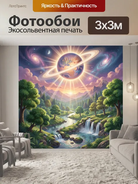 Фотообои Волшебный космос над речной долиной