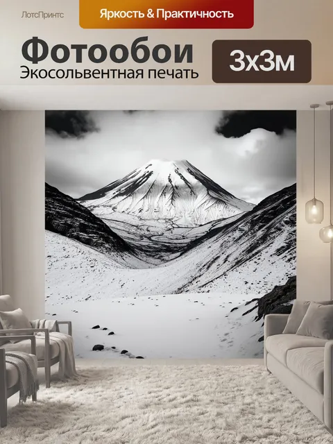 Фотообои суровая зимняя сцена у подножия авачинского вулкана