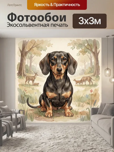 Фотообои Такса на пасторальной лужайке