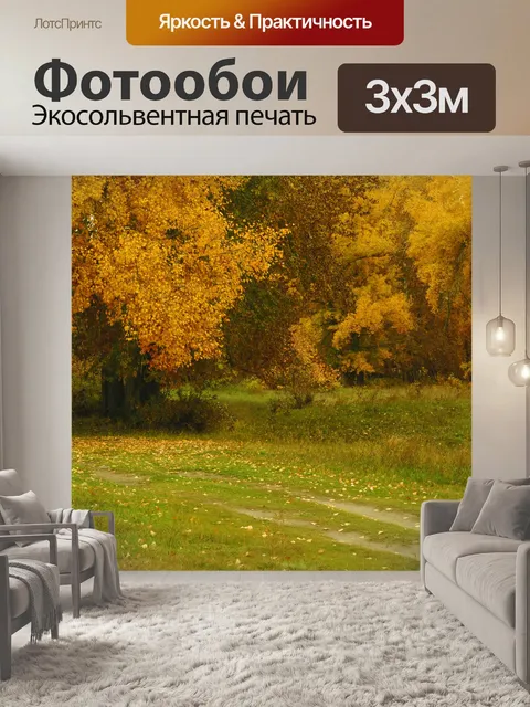 Фотообои Путь в лесу осенью