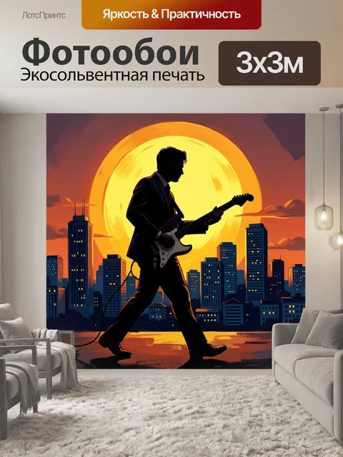 Фотообои Рок-музыкант на фоне заката