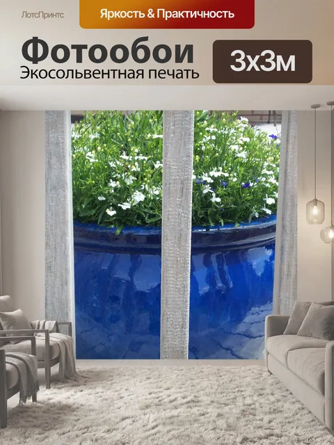 Фотообои Большой синий горшок сада