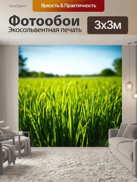 Фотообои поле, с диалогами природы, где каждый стебель травы имеет свое звучание