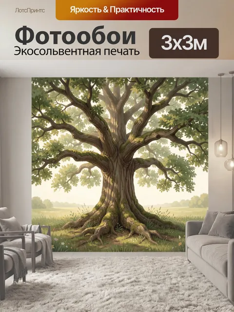 Фотообои Древний дуб в поле