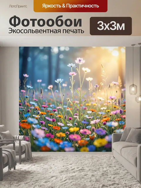 Фотообои Цветочное поле в утреннем свете