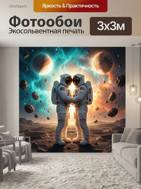 Фотообои Космические астронавты среди планет