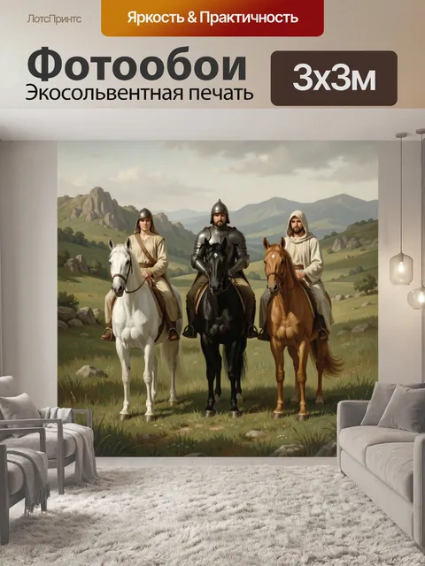 Фотообои Рыцари на лошадях в горах