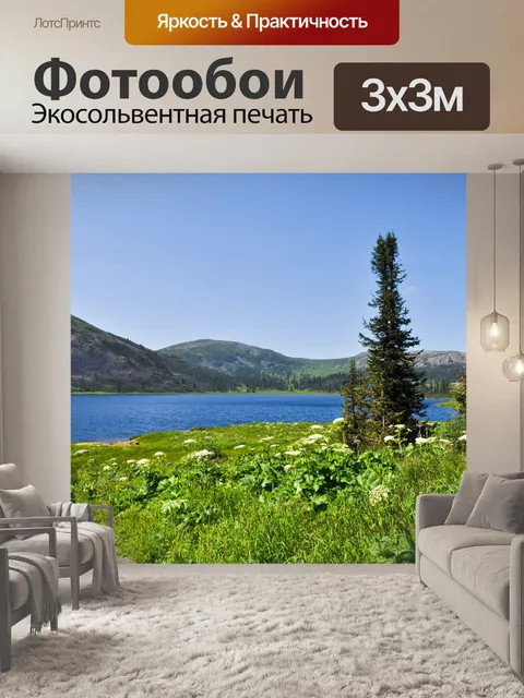 Фотообои Поле перед озером