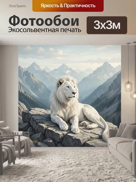 Фотообои Белый лев среди альпийских вершин