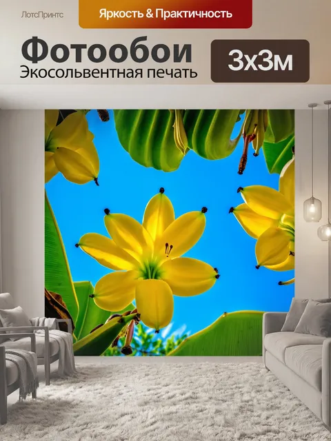 Фотообои если вы посмотрите на небо, вы увидите яркие банановые цветы, обрамляющие картину