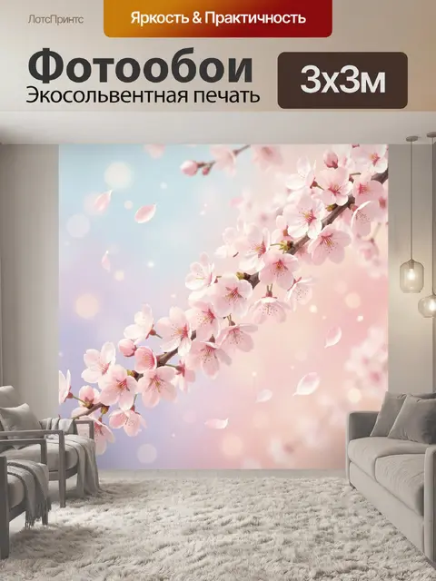 Фотообои Ветка сакуры с лепестками
