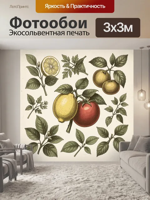 Фотообои Цитрусовые и ветви лайма