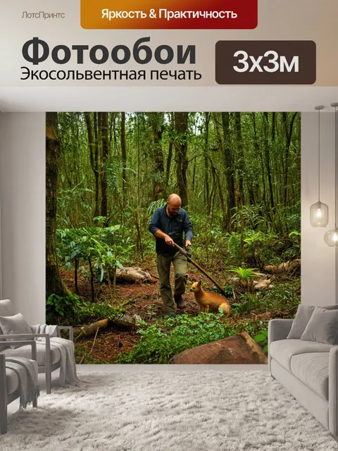 Фотообои лесник, сохранивший лес с растениями и животными вокруг, в естественной обстановке, передающий заботу о…