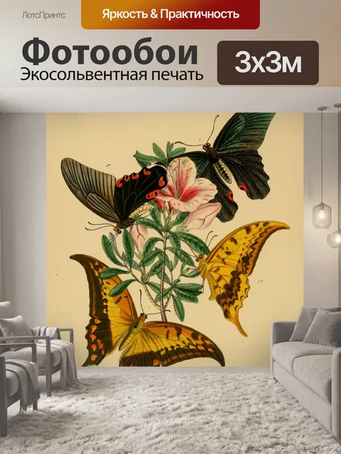 Фотообои Бабочки Винтажное Искусство
