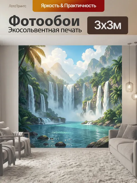 Фотообои Тропические водопады и лагуна