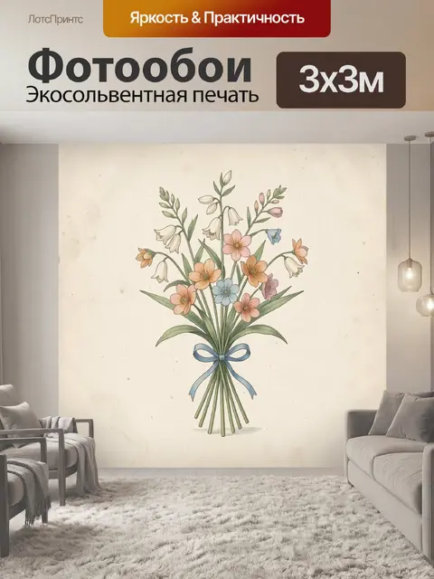 Фотообои Полевой букет с лентой