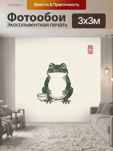 Фотообои Лягушка с миской риса