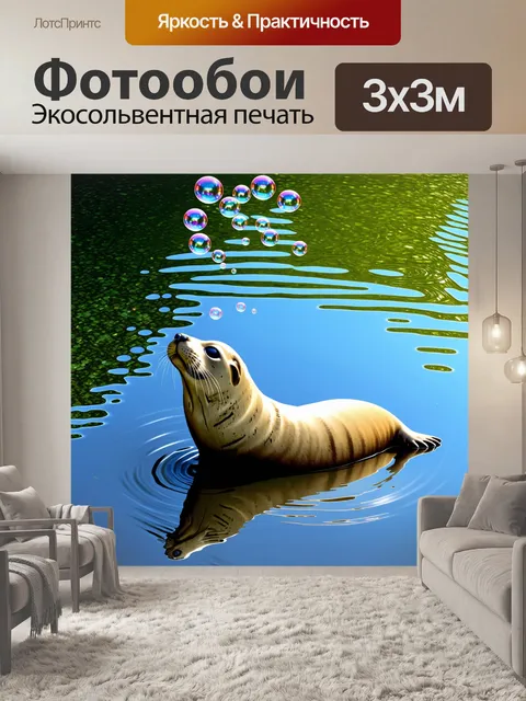 Фотообои тюлень и его отражение: тюлень