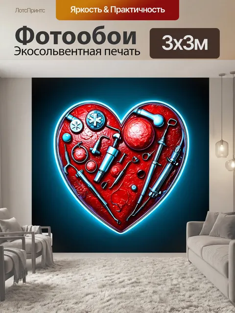 Фотообои модернистское изображение сердца с использованием техники коллажа
