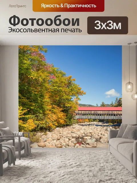 Фотообои Осенний мост осенью