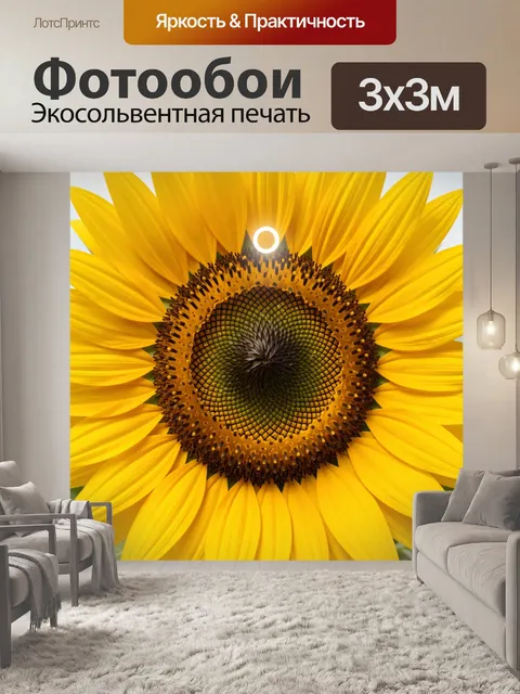 Фотообои Яркий подсолнух крупным планом
