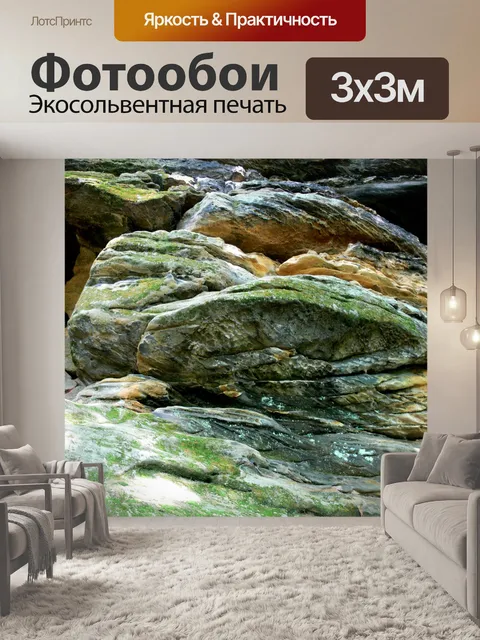 Фотообои Мох и лишайники на скалах