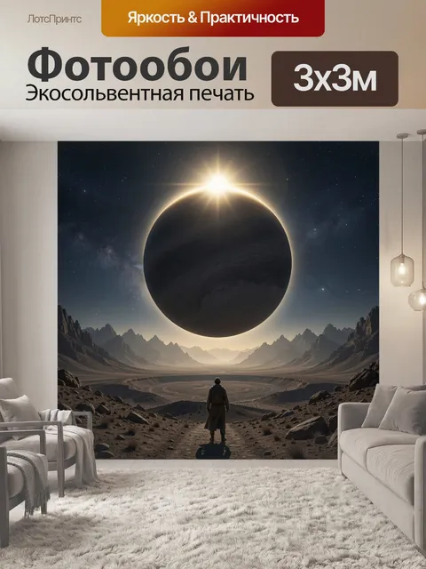 Фотообои Космическое затмение над пустыней