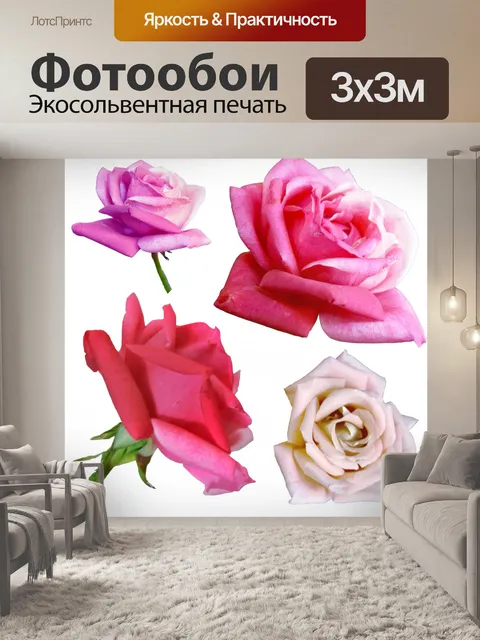 Фотообои Розовые розы 3
