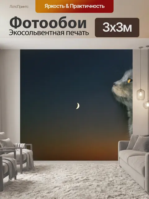 Фотообои Кот и луна
