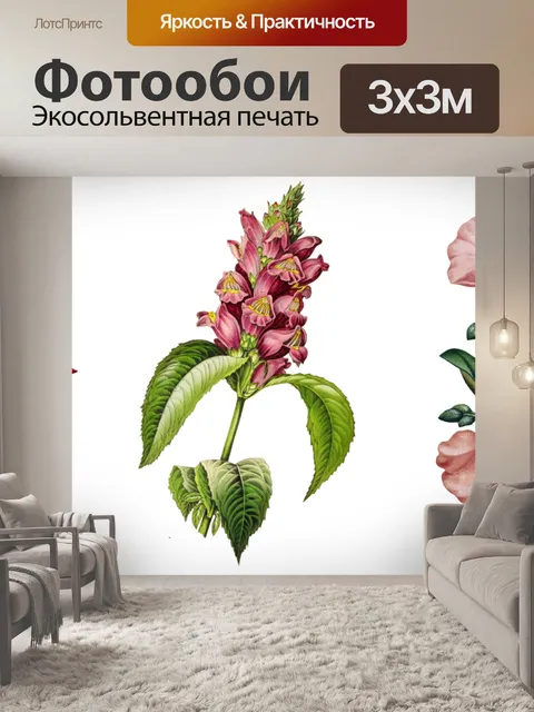 Фотообои Клипарт Винтажные розовые цветы