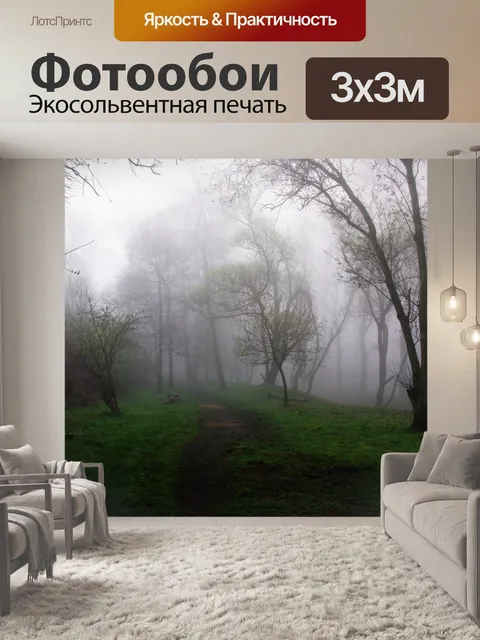 Фотообои Лесная тропинка на туманное утро
