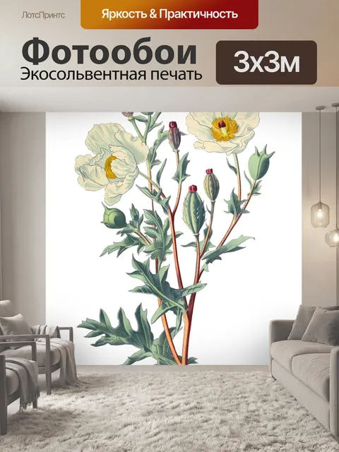 Фотообои Винтажные иллюстрации искусства цветы