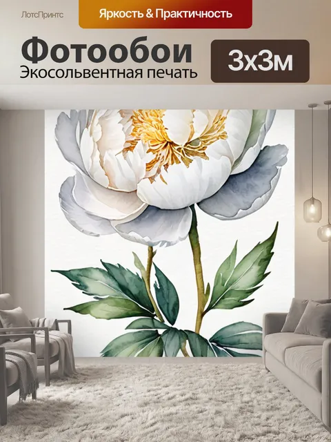 Фотообои белый пион цветок