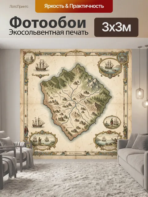 Фотообои Старинная морская карта острова