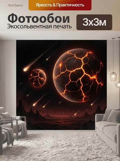 Фотообои Раскаленные планеты и метеоры
