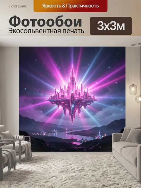 Фотообои Неоновый летающий мегаполис