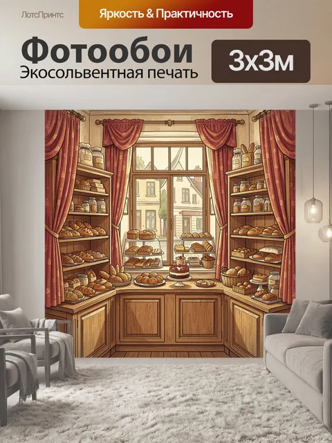 Фотообои Теплая пекарня с витринами