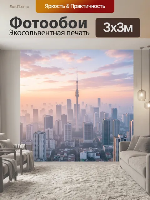 Фотообои Городской силуэт на закате