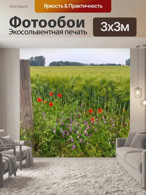 Фотообои Зерновые полевые цветы пейзаж