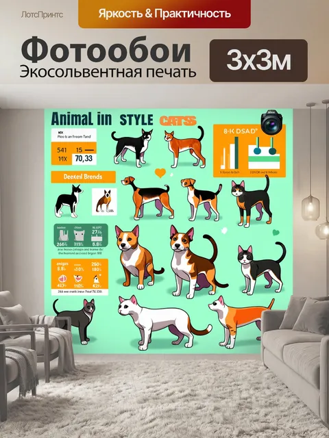 Фотообои животные в стиле инфографический рисунок
