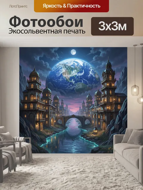 Фотообои Фантастический город под планетой