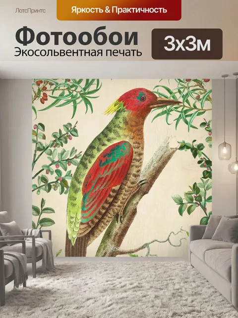 Фотообои Винтажное искусство тропическая птица