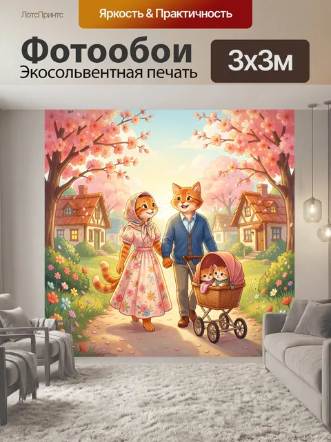 Фотообои Кошачья прогулка весной